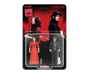 Super7 White Stripe Get Behind Me Satan Reaction Figure - Lot de 2 figurines d'action à rayures blanches de 9,5 cm avec accessoires - Collection Indy Rock et jouets rétro