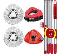 SuperAbound Lot de 2 t tes de rechange pour balai rotatif EasyWring 1 r servoir 30-58 pouces Manche de balai, base de balai triangulaire am lior