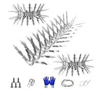 SuperAbound Piques Anti-Oiseaux et Anti-Écureuils, 3.2 Mètres Défenses Anti-Escalade pour Clôture, Jardin, Arbre, Toit en Acier Inoxydable, Piques de 5 cm en Forme de Feuille d'Érable