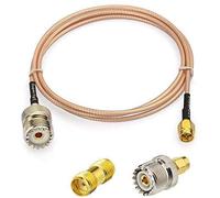 Superbat Câble Coaxial RG316 SMA vers SO239 1m, SMA Mâle vers UHF Femelle + 2 Adaptateurs SMA vers UHF Femelle, Utilisé pour Applications RF, CB Radio/Antennes Radio Portatives/Talkies-walkies
