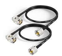 Superbat Câble Coaxial RG58 CB 60cm UHF PL259 Mâle vers Mâle Angle Droit 50 ohms Faible Perte pour Radio HAM et CB, Analyseur d'Antenne, Charge Factice, Compteur SWR(2 Pièces)