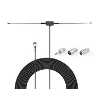Superbat DAB Antenne dipôle radio FM pour récepteur stéréo intérieur, 75 Ohm UNBAL Montage adhésif avec adaptateurs universels pour système de musique Bose Wave AV Audio Vidéo Home Cinéma