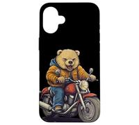 Superbe balade sauvage avec ce motif d'ours motard Coque pour iPhone 16 Plus