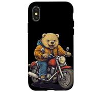 Superbe balade sauvage avec ce motif d'ours motard Coque pour iPhone X/XS