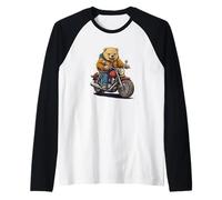 Superbe balade sauvage avec ce motif d'ours motard Manche Raglan