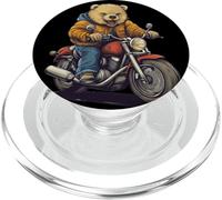 Superbe balade sauvage avec ce motif d'ours motard PopSockets PopGrip pour MagSafe