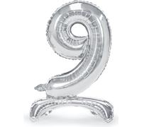 Superbe ballon en feuille d'argent en forme de chiffre ''9'', 70 cm - l'accessoire parfait pour les anniversaires et autres occasions spéciales ! Apportez de la joie à vos proches !