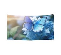 Superbe bannière à suspendre avec papillons bleus pour fête, décoration intérieure ou extérieure pour événements festifs