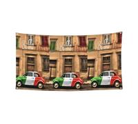 Superbe bannière de décoration extérieure avec impression italienne - Design simple face - Convient pour les fêtes nocturnes, les jardins, les bars