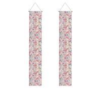 Superbe bannière décorative avec imprimé floral rose pour porte de félicitations pour une utilisation en intérieur et en extérieur, installation facile