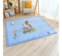 SUPERBE BEBE - Tapis De Jeu Et D’Éveil Bébé 150x200X2,5CM - Épais Et Anti-Choc - Mousse Mémoire De Forme Non Toxique Oeko-Tex - Tapis Chambre Bébé Et Enfant - Design Elegant (Bleu Texture CARRÉ)