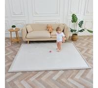 SUPERBE BEBE - Tapis De Jeu Et D’Éveil Bébé 150x200X2,5CM - Épais Et Anti-Choc - Mousse Mémoire De Forme Non Toxique Oeko-Tex - Tapis Chambre Bébé Et Enfant - Design Elegant (Beige UNI)
