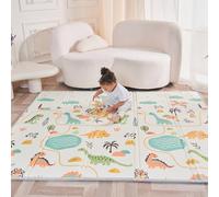 Superbe Bebe Tapis D'éveil Bébé Enfant Pliable Epais Réversible 150x180x1cm XXL - Tapis De Jeu De Sol et De Motricité en Mousse Favorisant Le Développement Sensoriel - Cadeau Naissance Dino