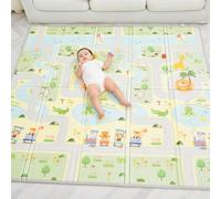 Tapis D'éveil Bébé Pliable Epais Réversible 150x180x1cm - Tapis De Jeu pour Enfant Bebe - Tapis De Sol XXL en Mousse - Tapis De Motricité Favorisant Le Développement Sensoriel - Cadeau Naissance Bébé