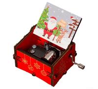 Superbe boîte à musique à manivelle de Noël, boîte à musique vintage en bois, cadeau romantique de Noël (impression couleur rouge-b)
