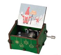 Superbe boîte à musique de Noël à manivelle vintage en bois - Cadeau romantique de Noël (encre verte)