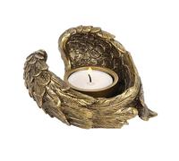 Superbe bougeoir en résine dorée Antique en Forme d'aile d'ange - 5 cm x 11 cm (1 pièce) - Design céleste Unique, matériau Durable - Excellente décoration de Maison et de Bureau
