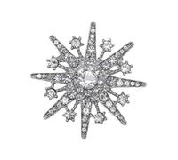Superbe broche éblouissante de luxe pour femmes alliage rétro octogonale étoile à huit branches faux diamant bijoux écru or argent vêtements, alliage, Pierre secondaire