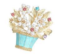 Superbe broche en alliage émaillé avec fausses perles pour un look élégant, One Size, Comme décrit