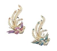 Superbe broche en forme de phénix en strass pour femme, accessoire formel, cadeau de Noël, design oriental, Medium, Métal non précieux, Jade