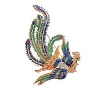 Superbe broche en forme de phénix en strass pour femme, accessoire formel, cadeau de Noël, design oriental, Medium, Métal non précieux, Jade