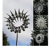 Superbe Carillon Éolien Rotatif En Métal ¿ Design Unique À Double Direction Pour La Décoration De Jardin ¿ Pilier De 60 Cm, Diamètre De 35 Cm
