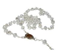 Superbe catholique Blanc Perles de verre Chapelet avec crucifix en métal à partir de Jérusalem