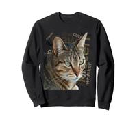 Superbe Chat tigré avec Un Chat lié à Un arrière-Plan de Collage de Mots Sweatshirt
