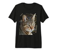 Superbe Chat tigré avec Un Chat lié à Un arrière-Plan de Collage de Mots T-Shirt Haut de Gamme
