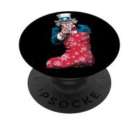 Superbe Chaussette Festive aux Couleurs Sam et US pour Noël PopSockets PopGrip Adhésif
