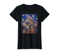 Superbe Chouette Grise Portant des Lunettes Drapeau américain T-Shirt Graphique avec Valeur