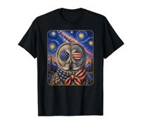 Superbe Chouette Grise Portant des Lunettes Drapeau américain T-Shirt Graphique avec Valeur