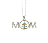 Superbe collier amusant avec illustration de carrousel de parc - Cadeau de fête des mères pour maman, grand-mère, M