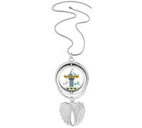 Superbe collier avec pendentif en forme d'ailes d'ange représentant un carrousel de parc amusant
