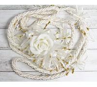 Superbe corde à ornements entrelacés en argent blanc ivoire, or et argent pour mariage Migajon Lazo traditionnel Lazos De Boda Coffret cadeau de mariage traditionnel