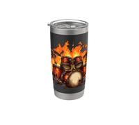 Superbe costume de batterie de rock brûlant pour batteur et flammes Gobelet isotherme en acier inoxydable double paroi
