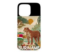 Superbe Costume de Drapeau du Suriname avec Jaguar pour garçons et Filles Coque pour iPhone 15 Pro Max