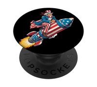 Superbe Costume de feu d'artifice Spatial pour Les Fans de fusées aux Couleurs américaines PopSockets PopGrip Adhésif