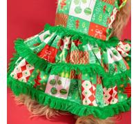 Superbe costume d'Halloween ou d'hiver fantaisiste pour chien et chat style sapin de Noël vert joyeux (taille S)