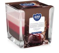 Superbe Couleur 3 Bougie en verre, Chocolat Cerise, 32 heures de combustion