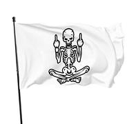 Superbe Crâne Avec Doigt D'Honneur Drapeau De Décoration Drôle Drapeaux De Pirate Colorée Drapeau De Jardin Pour Porche Extérieure Balcon 90X150Cm