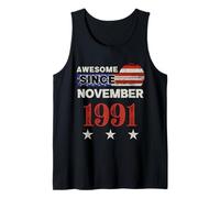 Superbe Drapeau américain Vintage Depuis 1991 Novembre 1991 Débardeur