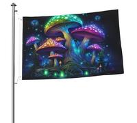 Superbe drapeau double face champignons lumineux de 5,1 x 7,6 cm - Bannière d'extérieur robuste et décorative, idéale pour le jardin, la chambre et la décoration de fête