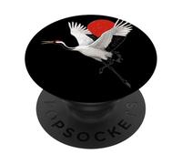 Superbe Drapeau Japonais et Grue pour Les Fans d'animaux et de grues PopSockets PopGrip Adhésif