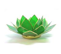 Superbe Grand Vert 4ème Chakra Fleur de Lotus Bougie chauffe-plat