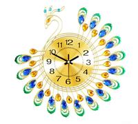 Superbe horloge murale en métal 38,1 cm avec motif de paon 3D parfaite pour l'art du salon