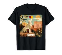 Superbe Illustration de Loup Vue sur la Ville de Rome T-Shirt