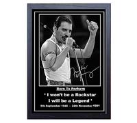 Superbe impression dédicacée de Freddie Mercury (A4 encadrée 34 cm x 24 cm)