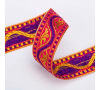 Superbe Inde sari ruban décoratif, 2 cm, or rouge, violet & Cerise. Bordure avec ruban indien Motif Jacquard, satin et ruban métallique Garniture, mais doux pour couture ou loisirs créatifs ou scrapbooking ou cartes. Lavable et durable à décorer vêtements ou intérieur ou comme accessoire Craft. 3 couleurs à choisir de rouge, rouge cerise, noir avec Violet. Fab décoratif Coupe garnitures ou robe., Polyester, Rose cerise, 1 Reel (16.4 mts)