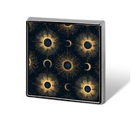 Superbe insigne carré en métal représentant une éclipse solaire, broche à revers, cadeau pour hommes et femmes, vêtements, sacs et chapeaux